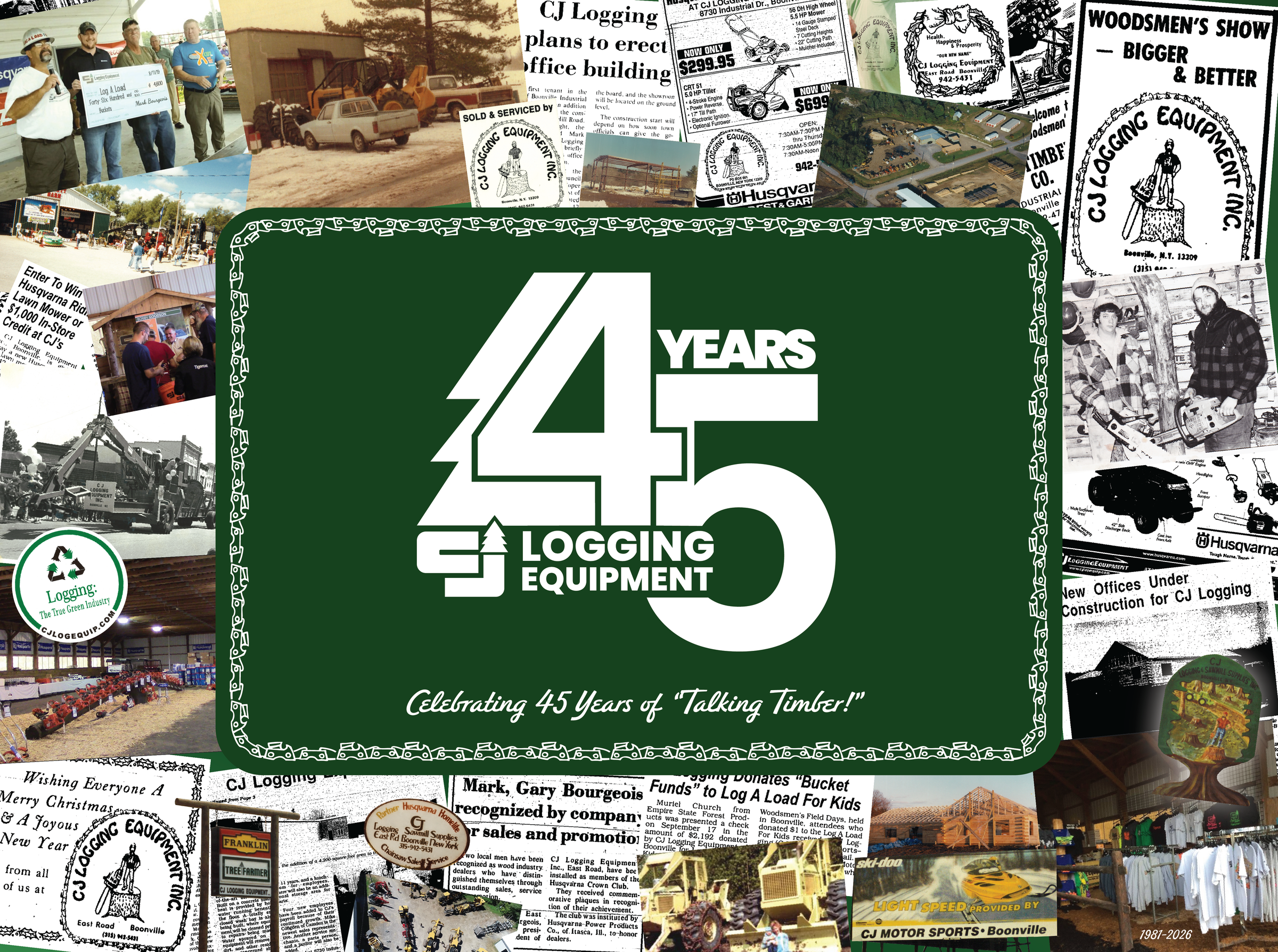 Celebrating 45 Years of "Talking Timber" - CJ Logging Equipment, Inc.