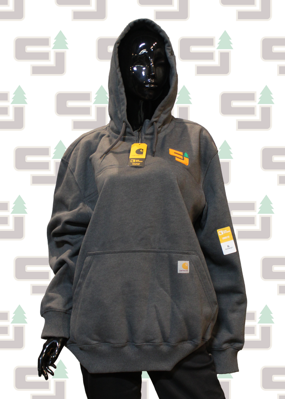 Tigercat® CJ Logging Equipment Embroidered Carhartt Quarter-Zip Hooded Sweatshirt